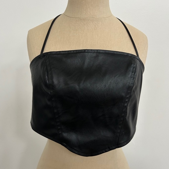 black leather halter top - Picture 1 of 5